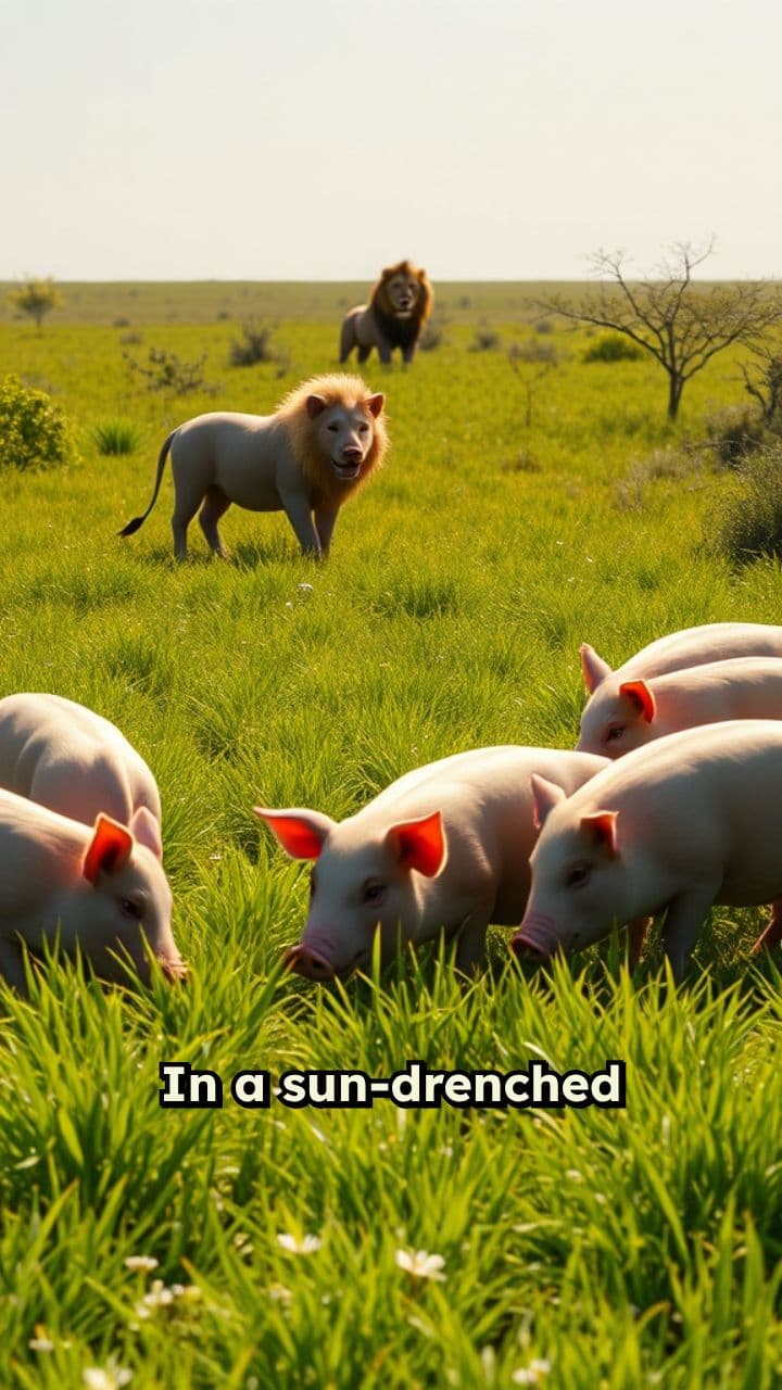 Pigs vs. Lion: An Unexpected Showdown