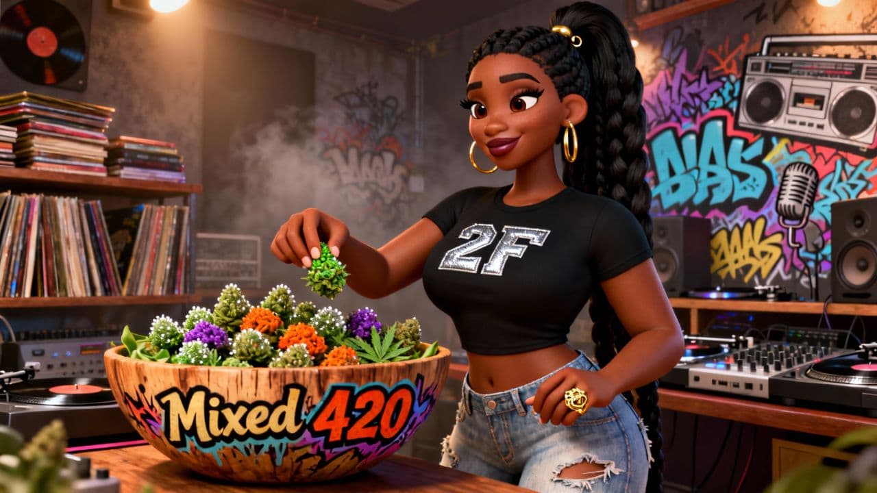 "DJ with Cannabis Salad Bowl"