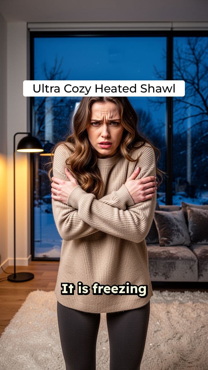 Ultra Cozy Heated Shawl Marketing Ad
