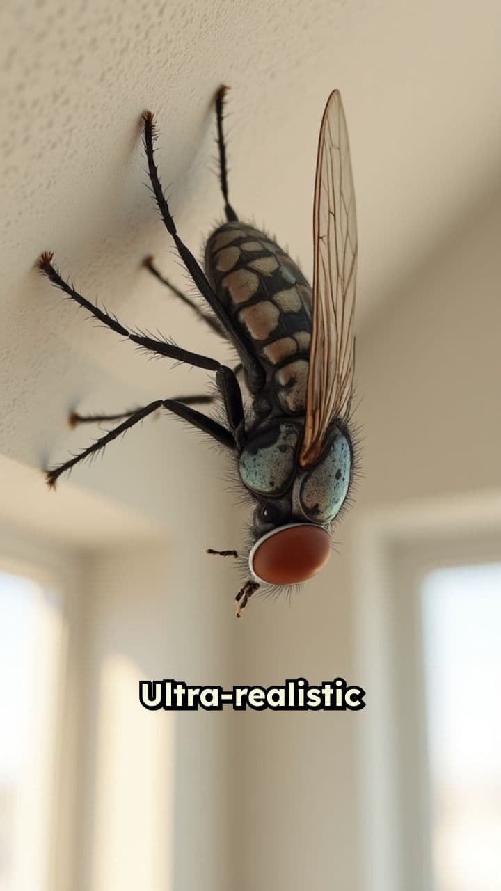 Fly Walking Upside Down in Slow Motion