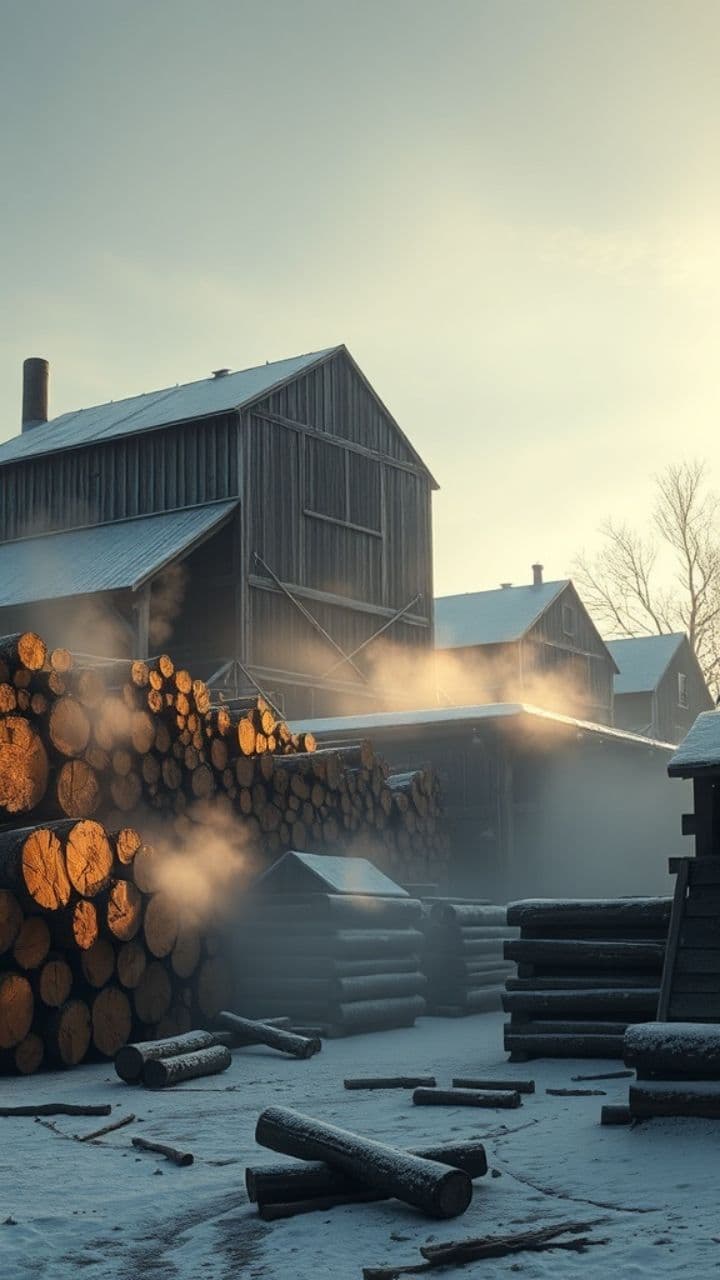 Tre män vid sågverket