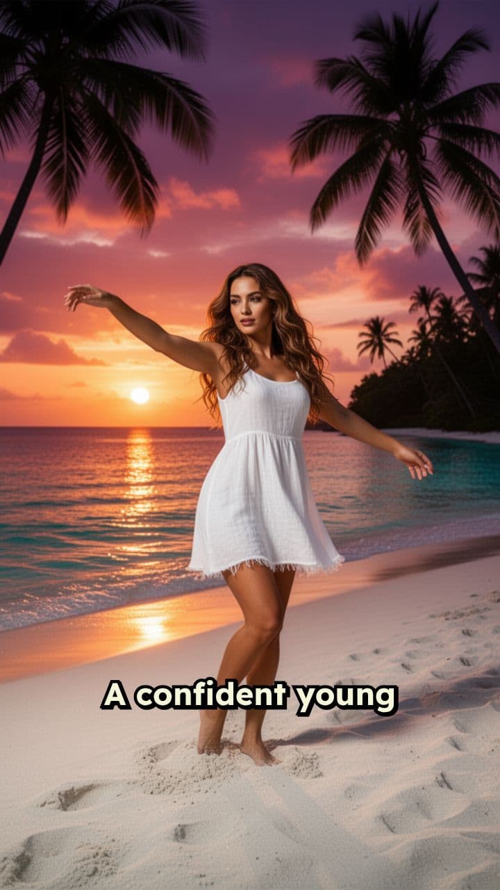 Sunset Beach Dance in the Wind