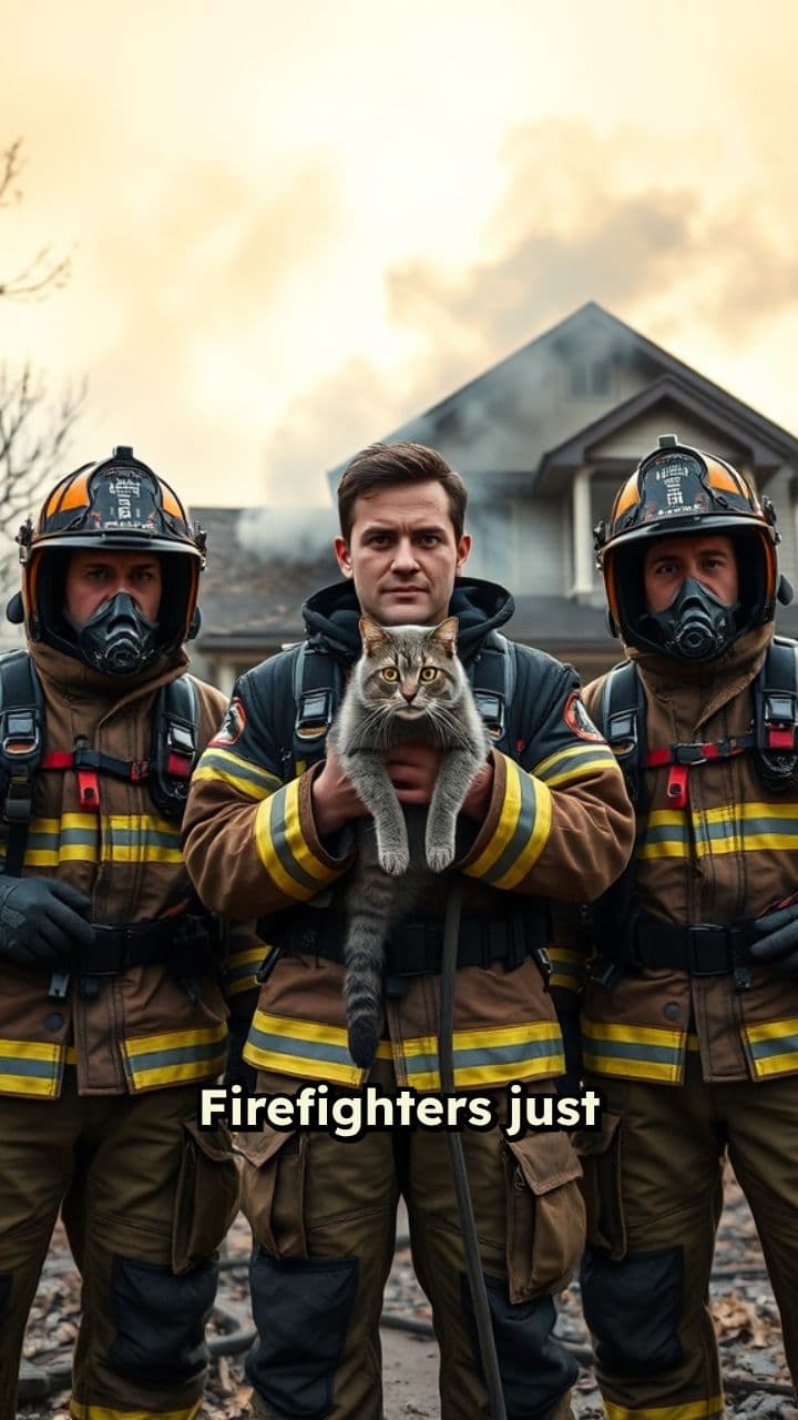 Heroic Firefighter Saves Cat from Fire