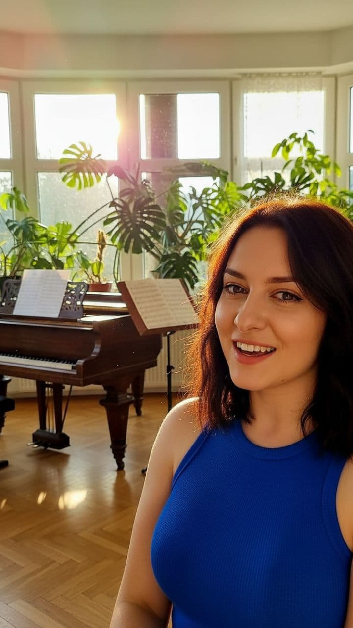 Smiling Girl Singing with Love