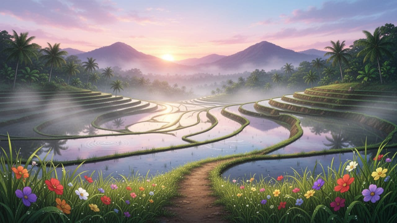 Planting Rice in the Paddy Field
