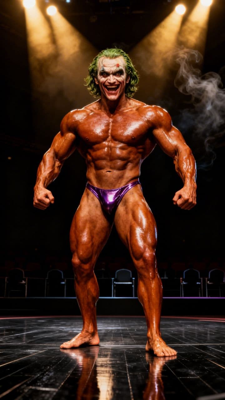 Bodybuilder Flexing and Posing