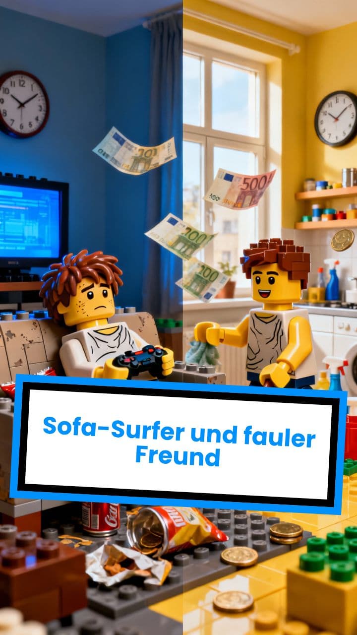 Sofa-Surfer und fauler Freund