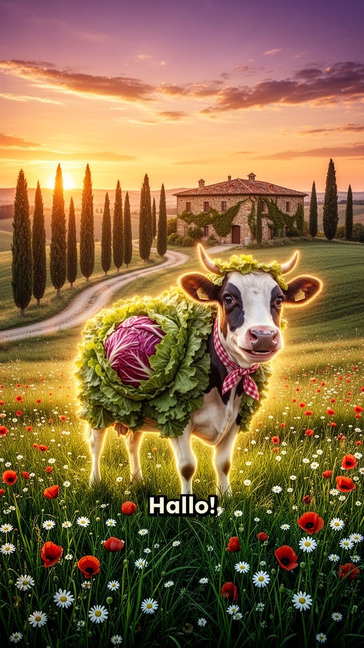 Die legendäre Salatkuh und Pizza