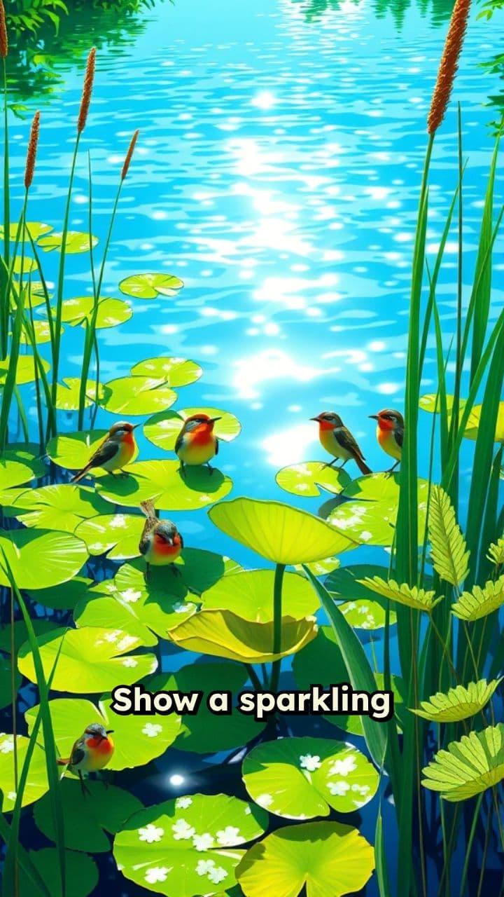 Lonely Duckling by the Sparkling Pond