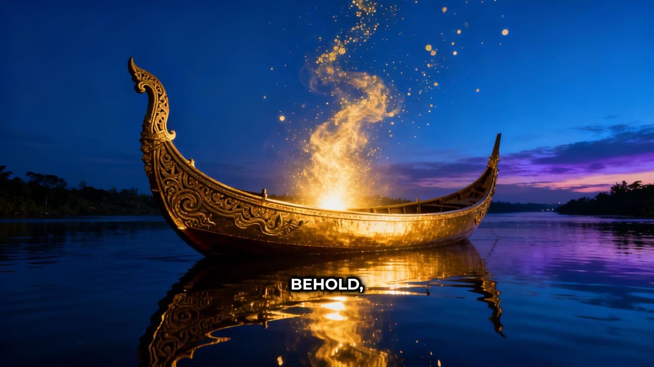 Golden Sampan at Dusk