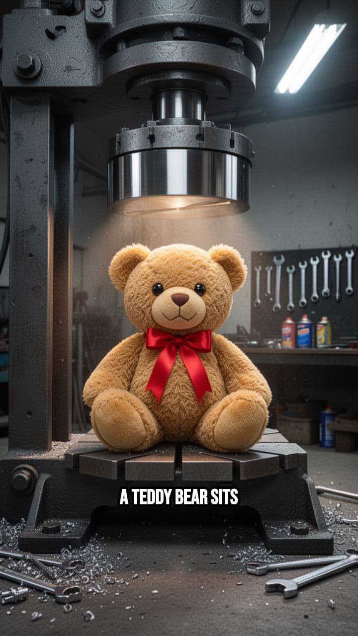 Teddy Bear vs Hydraulic Press