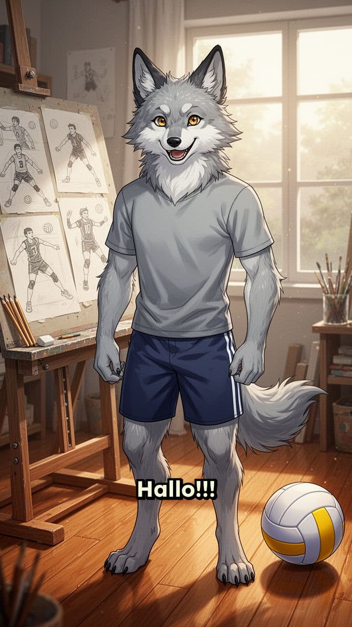 Wolffenshtein: Volleyball spielender Wolf