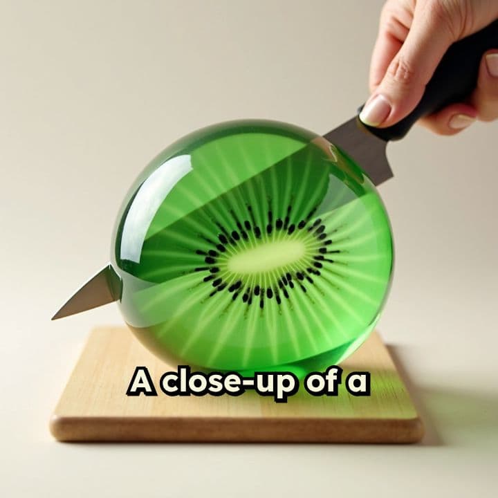 Slicing a Glass Kiwi Fruit