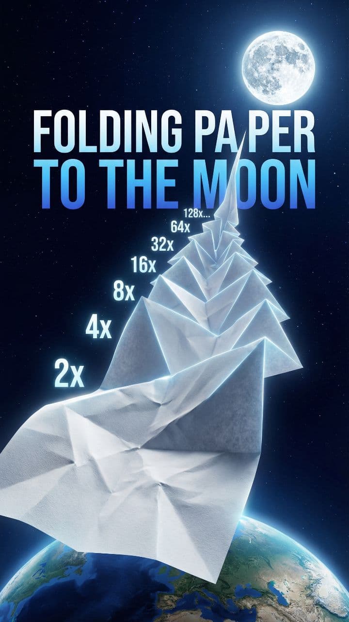 Folding Paper to the Moon #didyouknow #sciencefacts #mathfacts #mindblowingfacts #factsdaily #learnontiktok #weirdscience #physicsfacts #spacefacts